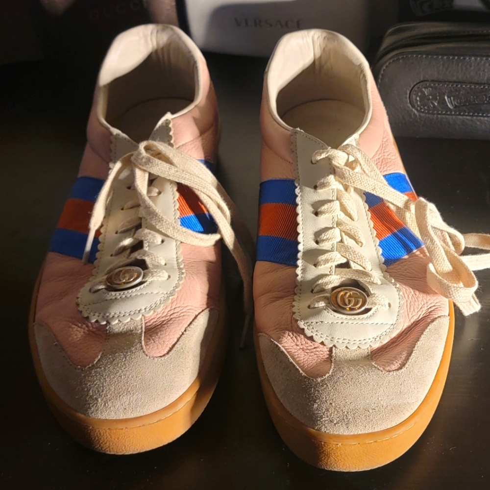 Gucci Web Accent Calfskin Sneakers